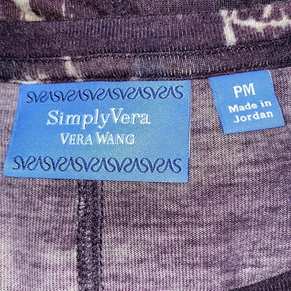 VERA WANG SimplyVera floral print long sleeve round neck 100% soft rayon size MP - Picture 4 of 9